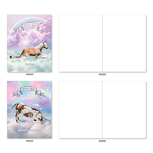 The Best Card Company - 20 Blank Yoga Animal Cards (4 x 5.12 Inch) - All Occasion Set (10 Designs, 2 Each) - Rainbow Unicorn Yoga AM3198OCB-B2x10 - style: Rainbow Unicorn Yoga