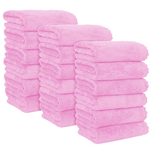 MOONQUEEN 18 Pack Premium Hand Towels - Quick Drying - Microfiber Coral Velvet Highly Absorbent Towels - Multipurpose Use as Hotel, Bathroom, Shower, Spa, Hand Towel 16 x 28 inches (Frozen Berry) - color: Frozen Berry, size: Hand Towels - 18 Pack