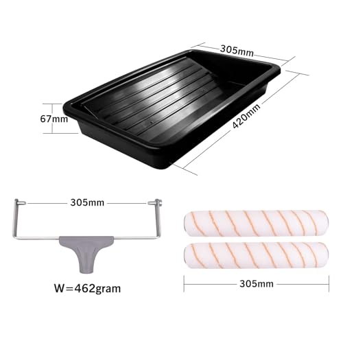 ROLLINGDOG 12 Inch Paint Roller Kit | Polyester Paint Roller Covers with Frame, Paint Tray with Liners, Paint Roller Set for Home Painting, DIY Project (6 PC)