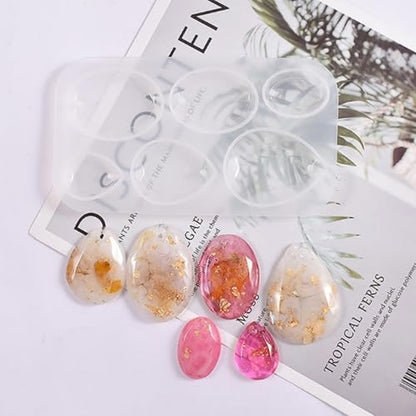 2Pcs DIY Pendant Silicone Mold Sets, Crystal epoxy Resin molds, Water Droplet and Oval Resin Jewelry Making, Used for DIY Necklace and Earring Jewelry Making