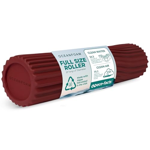 Oceanfoam Tidal Roller - Maroon - Muscle Massage Foam Roller for Back Pain & Stretching - Firm and Ergonomic Wide Wave Textured - Yoga, Athletics, & Wellness - Full Size, 20" x 5" - color: Maroon