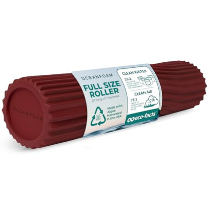 Oceanfoam Tidal Roller - Maroon - Muscle Massage Foam Roller for Back Pain & Stretching - Firm and Ergonomic Wide Wave Textured - Yoga, Athletics, & Wellness - Full Size, 20" x 5" - color: Maroon