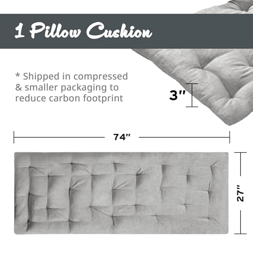 Intelligent Design Foldable Lightweight Lounge Floor Pillow 27" x 74" Grey | Edelia Poly Chenille Soft Sheen Cushion, Tufted Seat for Meditation, Game Playing, Yoga, Reading with Travel Wrap - color: Gray
