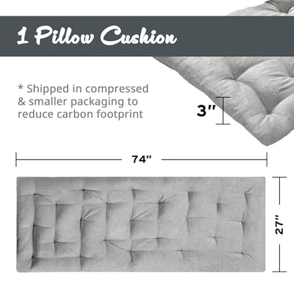 Intelligent Design Foldable Lightweight Lounge Floor Pillow 27" x 74" Grey | Edelia Poly Chenille Soft Sheen Cushion, Tufted Seat for Meditation, Game Playing, Yoga, Reading with Travel Wrap - color: Gray
