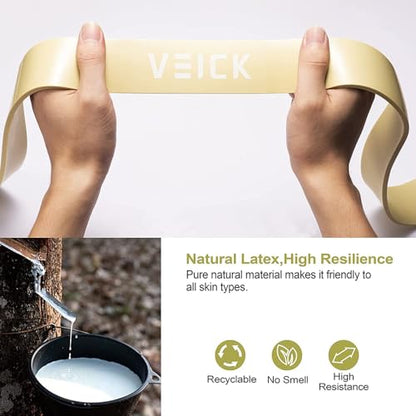 VEICK Pull Up Assist Resistance Bands for Home Gym | 100% Natural Latex, Non Slip Leather Texture, Space Saving, Full Body Training for Men Women - color: Green Set of 4 (0.3-1.1in)