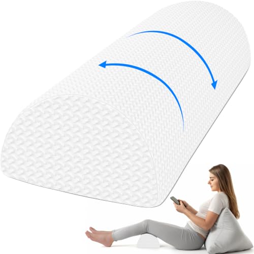 Knee Pillow for Back Sleeping Memory Foam Half Moon Bolster Pillow for Legs | Under Knee Support, Ankle & Foot Comfort Orthopedic Pillow for Side Sleepers (White, 20.4" x 8" x 4.9") - color: White, size: Standard