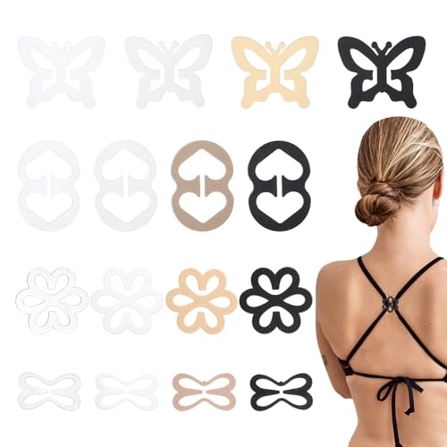 AHQiZFX 16PCS Bra Strap Clips, Bra Clips to Make Racerback, Bra Strap Holders for Slipping for Women Cross Back Convertors Adjustable Bra Straps for Conceal Straps and Cleavage Control