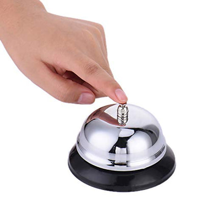 HeeYaa Call Bell 3.3 Inch Diameter with Metal Anti-Rust Construction, Ringing, Desk Bell Service Bell for Hotels, Schools, Restaurants, Reception Areas, Hospitals, Warehouses(Silver)