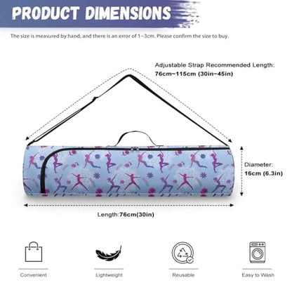 Yoga Mat Bag Portable Yoga Mat Holder with Adjustable Strap Lighweight Gym Tote Bag with Handle - color: Yoga Theme Blue