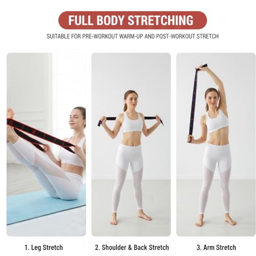 2 Pack Numbered 8 Loop Stretching Strap, Multi-Loop Fitness Resistance Bands for Yoga, Gymnastics, Pilates, Elastic Training Band with Markings, Includes Extra Elastic Loop Band for Home Gym Workout