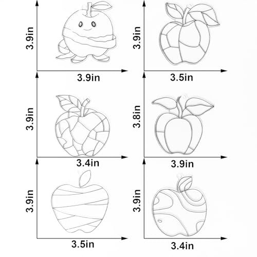 30 Set Apple Suncatcher Craft Kits, Blank Back to School Sun Catcher Art | DIY Window Paint Art Sets for First Day of School Supplies Home Party Activities Art Project - style: Apple