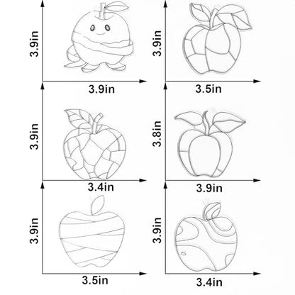 30 Set Apple Suncatcher Craft Kits, Blank Back to School Sun Catcher Art | DIY Window Paint Art Sets for First Day of School Supplies Home Party Activities Art Project - style: Apple
