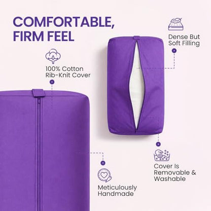Rectangular Cotton Yoga Bolster, Yoga Pillow, Yoga Cushion, Yin yoga Bolster, Iyengar yoga bolster - color: Purple