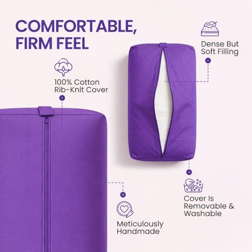 Rectangular Cotton Yoga Bolster, Yoga Pillow, Yoga Cushion, Yin yoga Bolster, Iyengar yoga bolster - color: Purple