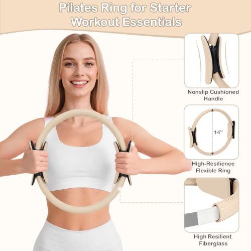 Hoedia Pilates Kit for Women, Pilates Equipment Ring and Ball Set - color: Nude