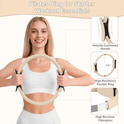 Hoedia Pilates Kit for Women, Pilates Equipment Ring and Ball Set - color: Nude