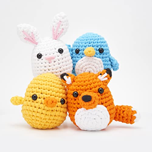The Woobles Crochet Kit Bundle for Beginners (Penguin, Chick, Fox, Bunny) | As seen on Shark Tank, Includes: Easy Peasy Yarn, pre-started pieces, hooks, safety eyes, stuffing, video tutorials - color: Easy Peasy Beginner Bundle