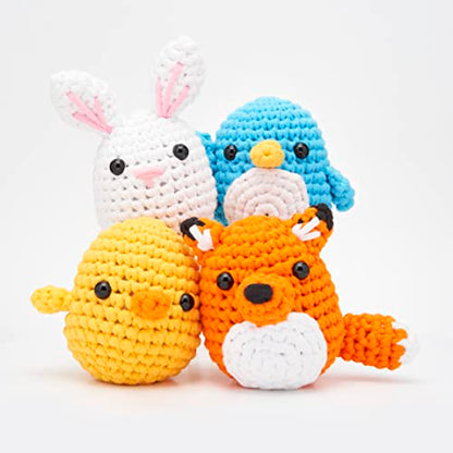 The Woobles Crochet Kit Bundle for Beginners (Penguin, Chick, Fox, Bunny) | As seen on Shark Tank, Includes: Easy Peasy Yarn, pre-started pieces, hooks, safety eyes, stuffing, video tutorials - color: Easy Peasy Beginner Bundle