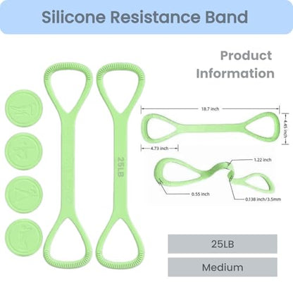 Figure 8 Resistance Band with Non-Slip Handles - color: 25LB Green