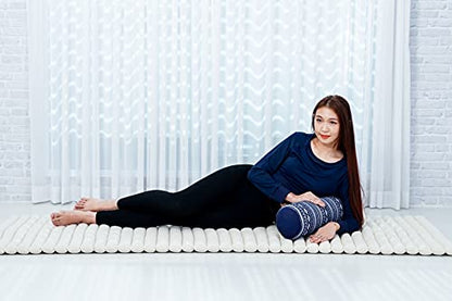 Leewadee Small Yoga Bolster – Shape-Retaining Cervical Neck Roll, Tube Pillow for Comfortable Reading, Kapok Filling, 22 x 6 x 6 inches - color: Cbt2 - Dark Blue