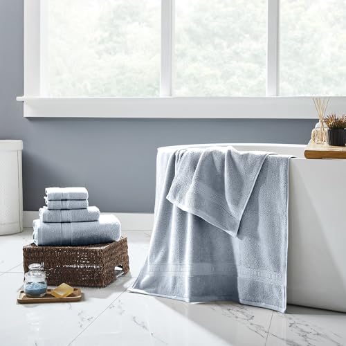 Modern Threads 6-Piece Rayon from Bamboo & Cotton Blend Towel Set - Ultra Soft & Absorbent, Dawn - color: Blue