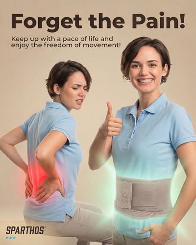 Sparthos Back Brace for Women & Men, Sciatica, Lower Back Pain - Taupe-L - color: Desert Taupe