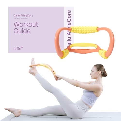 dallu AthleCore 7-in-1 Pilates Stretch Ring with Massage Grip, Compact Full-Body Toning Equipment for Neck, Shoulder, Core & Inner Thigh Training, Premium Elastomer Fitness Tool - color: Coral