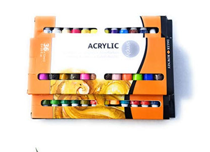 Daler Rowney Simply Acrylic Paint Set - 36 Acrylic Paint Tubes for Student Artists of all Ages - Vibrant Smooth Acrylic Paint Colors - 12ml Acrylic Paints for Canvas Paper and More - style: 36 Pack