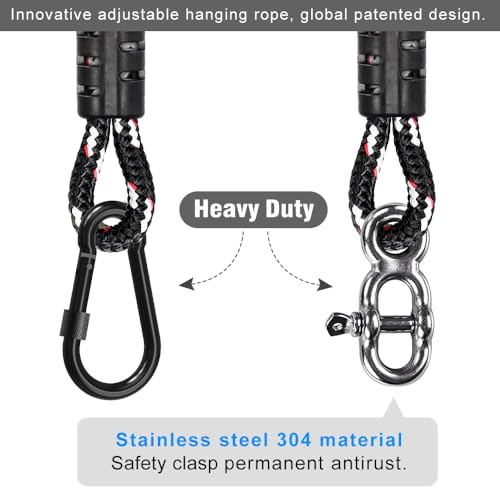 SELEWARE 10ft Tree Swing Rope, Adjustable Hammock Straps Hanging Kit - color: Black-1 Pack, size: 10ft