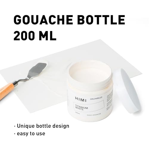HIMI Gouache Refill Paints,White Color(200 ml Bottles), Non Toxic Paint for Canvas and Paper, Art Supplies for Professionals, Students(White)