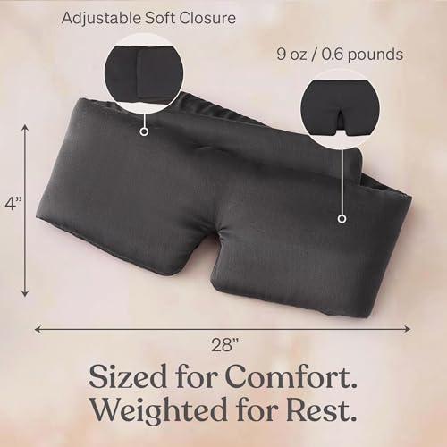 Baloo Silk Weighted Sleep Mask, Grey, Eye Mask with Amethyst Crystal - color: Grey With Amethyst Crystal