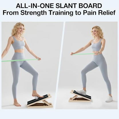 TEMI Slant Board for Calf-Stretching - Wooden Incline Wedge Stretcher for Squats, Foot & Ankle Mobility, Portable Fitness Equipment, Stretch & Rehab Kit - style: Stretch & Rehab Kit