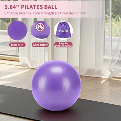 Pilates Ring Set for Women, Home Workout Pilates Equipment with Resistance Bands, 14'' Magic Circle, Mini Ball, Pilates Starter Kit for Strength - color: Purple