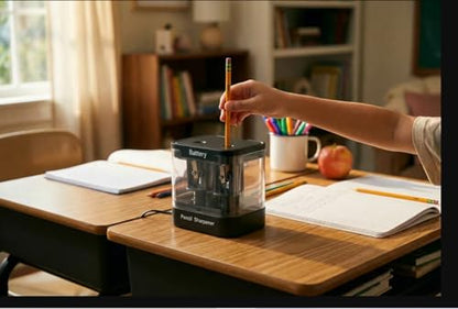 Dual Power Electric Pencil Sharpener, Dual Hole for Standard &Jumbo Pencils | Portable Sharpener with Auto-Stop Safety for Kids, Students, Artists, Office & School, Battery(NOT included) or USB Operated