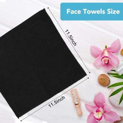 Orighty Wash Cloths, Face Towels 12x12 Inch 20 Pack - color: Black