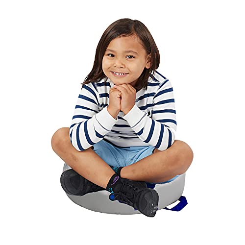 FDP SoftScape 15 inch Round Bean Floor Cushions with Handles Flexible Seating for Home, Daycare, Preschool, Classroom, Yoga and Meditation, 4 inch Height (4-Piece) - Navy/Powder Blue - color: Navy/Powder Blue