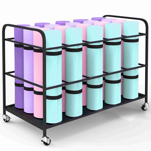 Yoga Mat Holder Organizer Yoga Mat Storage Rack Basket for Home Gym Exercise Workout Equipment Storage Shelf Cart - color: Black, size: 5-SLOT