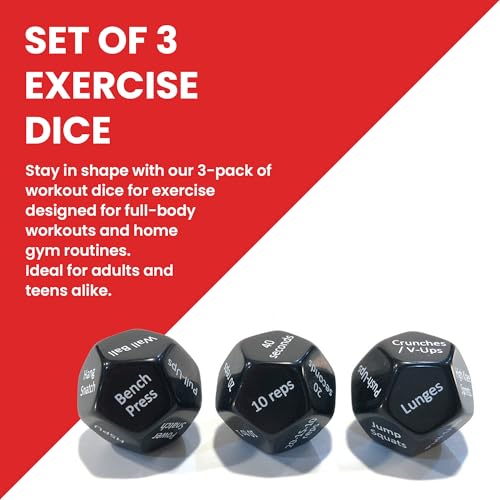 Rubberbanditz - Fitness Dice for Exercise & Workouts | Three Engaging 12-Sided Full Body Workout Dice | Ideal for Crossfit, Home Workouts, and Gyms | Fun Workout Equipment