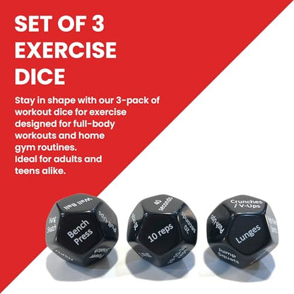 Rubberbanditz - Fitness Dice for Exercise & Workouts | Three Engaging 12-Sided Full Body Workout Dice | Ideal for Crossfit, Home Workouts, and Gyms | Fun Workout Equipment