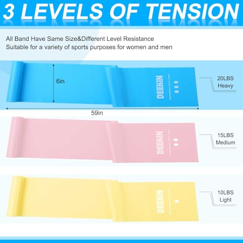 DEEKIN 10 Pcs Resistance Bands Professional Exercise Elastic Bands Latex-Free Yoga Starter Set for Pilates, Physical Therapy, Strength Training, Yoga, Working Out for Women Home Gym - color: Blue, style: 20 Lbs