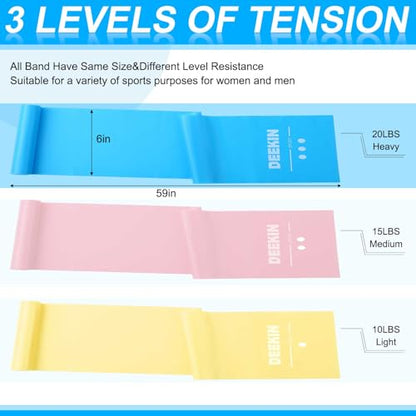 DEEKIN 10 Pcs Resistance Bands Professional Exercise Elastic Bands Latex-Free Yoga Starter Set for Pilates, Physical Therapy, Strength Training, Yoga, Working Out for Women Home Gym - color: Blue, style: 20 Lbs