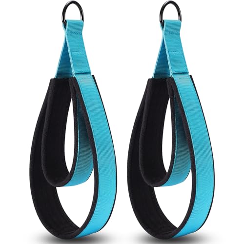 TOBWOLF 2PCS Pilates Straps for Reformer, Double Loop D Ring Foot Hand | Non Slip Padded Grip | Sweat-Resistant Comfort for Pilates | Exercise Straps for Yoga & Home Gym Workouts - color: Blue