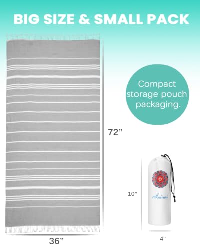 6 Pack Turkish Beach Towels Quick Dry Sand Free Soft Absorbent Extra Large Xl Big Blanket Adult Oversized Bath Pool Swim Towel Lightweight Thin Fast Drying Compact No Sand Packable Vacation Essentials - color: Thinner Grey, size: 72 x 36 inch