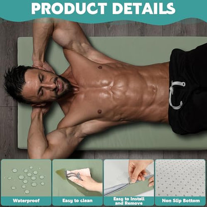 MABOZOO 3 Inch Thick Yoga Mat, Extra Thick Gymnastics Mat With Carrying Handles for Men Women, PU Leather Anti-Tear Fitness Foam Exercise Mat for Yoga, Pilates, Stretching - color: Army Green