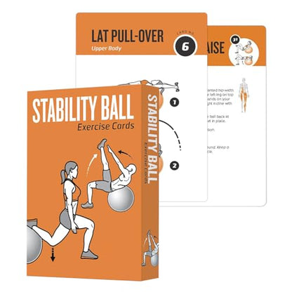 Stability Ball Workout Cards, 62 Exercises Cards Deck Large Size 5" x 3.5" Fitness Cards for Women & Men, Beginner Fitness Guide to Training Exercises at Home or Gym - style: Stability Ball