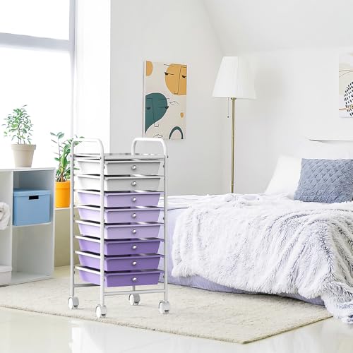 Simple Houseware 8 Drawers Rolling Utility Cart Art Craft Storage, Purple - color: Purple, size: 8 Drawers