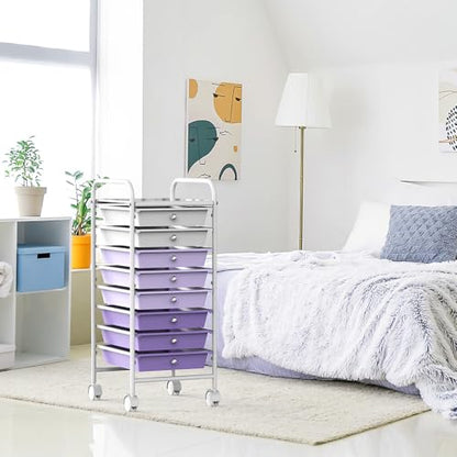 Simple Houseware 8 Drawers Rolling Utility Cart Art Craft Storage, Purple - color: Purple, size: 8 Drawers