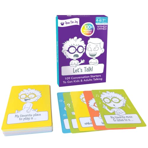 Open The Joy Let's Talk Conversation Starter Cards for Kids | 100+ Prompts & Questions to Build Emotional Intelligence, Communication, and Social Skills | Fun Family & Classroom Game | Ages 4+