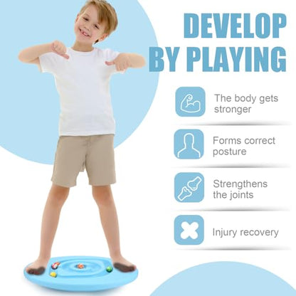 Seenelling Kids Maze Balance Board Sensory Training Toy, Blue, Round - color: Blue, style: Round