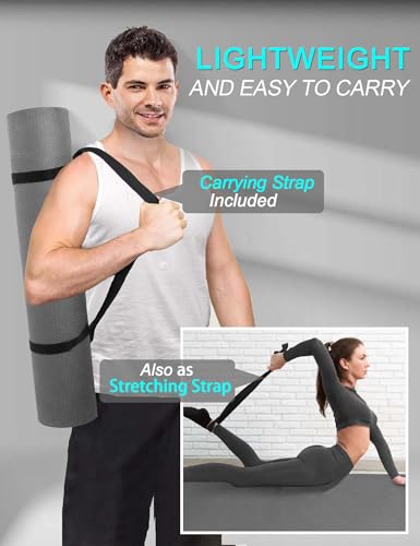 Extra Long & Wide Thick Yoga Mat for Tall Men & Women, 84'' x 32'' x 7mm Oversized Yoga Mat Double-Sided Non Slip, Pro TPE Yoga Mats with Strap - color: Gray